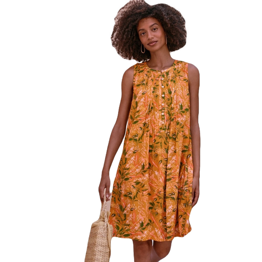 NWOT Garnet Hill Livvy Crepe Dress Sleeveless Knee Length Sundial Floral Women S